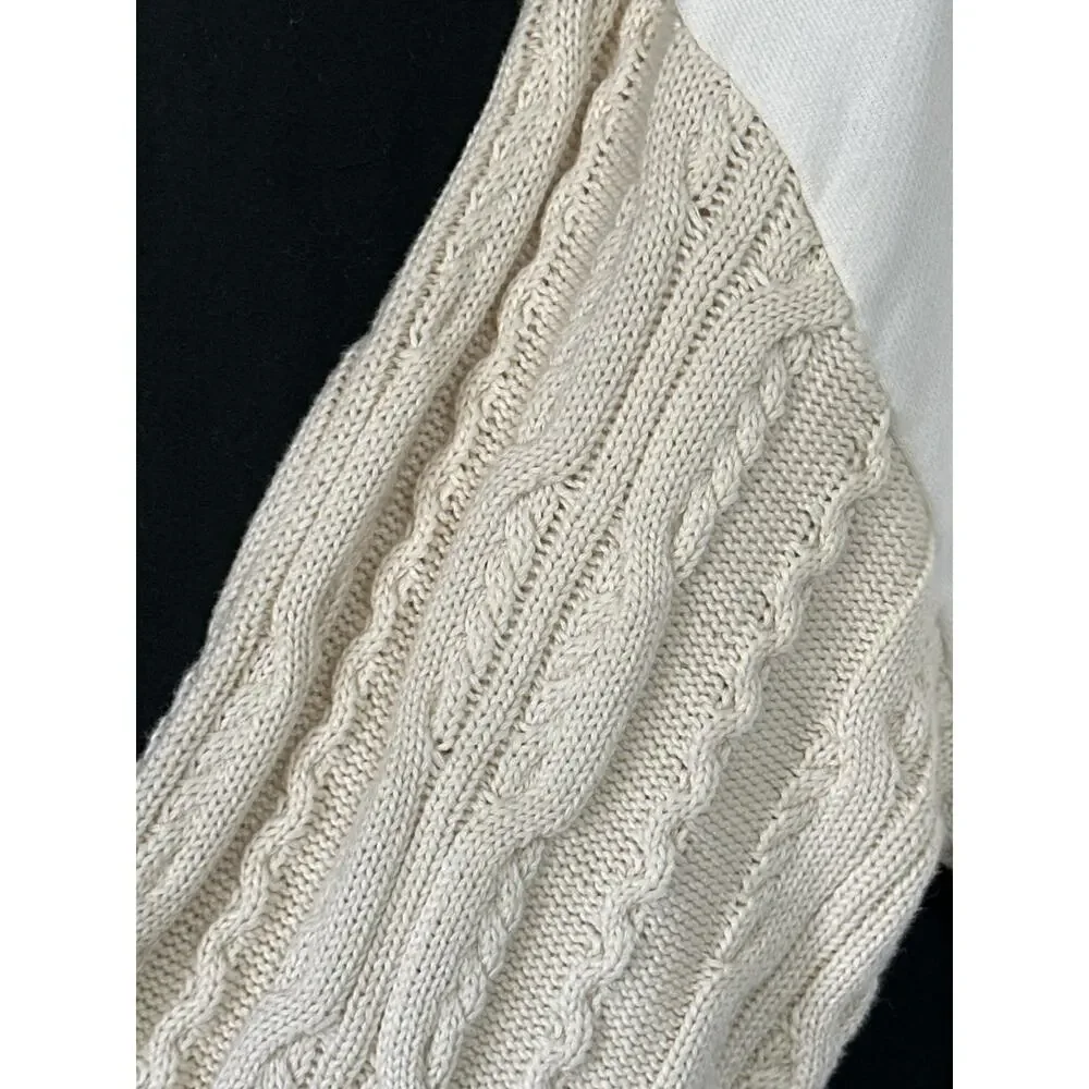 Pilcro Anthropologie NWT Crop Sweatshirt Cable Knit Sweater Sleeve Oversized XS